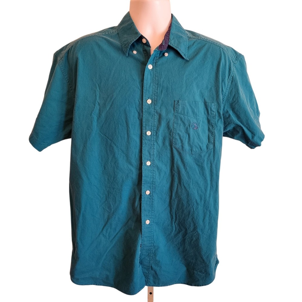 Vintage Duck Head Button Front Shirt Men's Medium Turquoise Short Sleeve USA